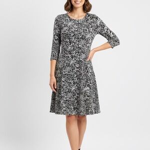 Weekend Max Mara Abstract Black & White Jersey Midi Dress Size M